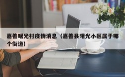 嘉善曙光村疫情消息（嘉善县曙光小区属于哪个街道）